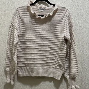Madewell Cream Ruffled Turtleneck Sweater